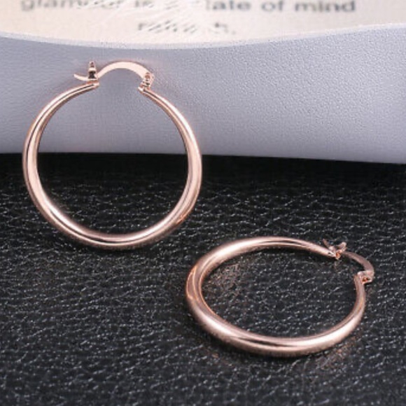 NEW 18k Rose gold Plated Hoop Earrings - Picture 4 of 6